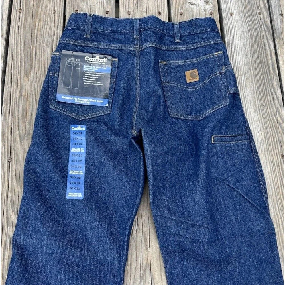 NWT! Carhartt Men's 34X32 Relaxed Fit Prewash Work Jean Straight Leg B234 PRW